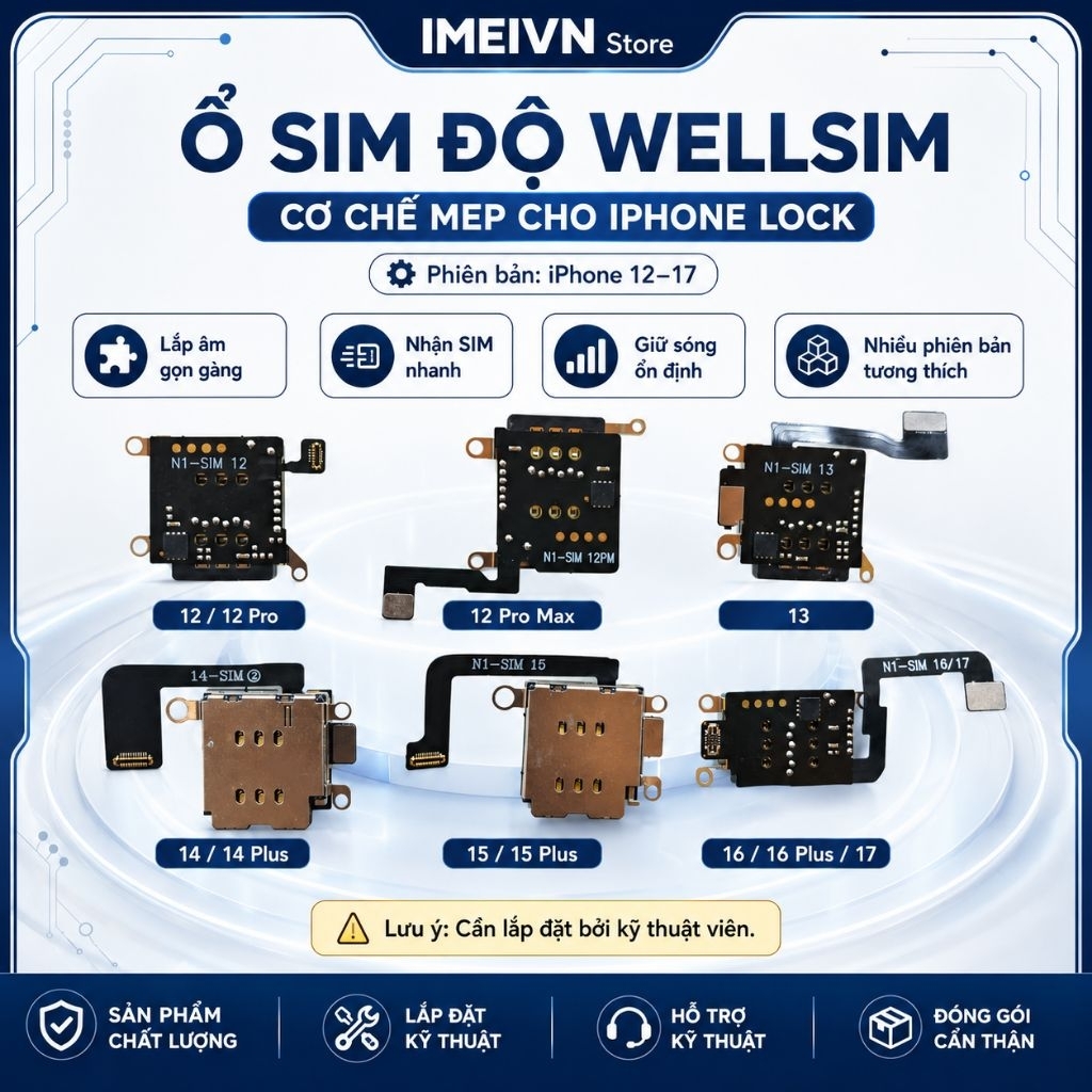 Ổ sim EID/MEP Wellsim cho IP từ 12 đến 16 Plus - Giải pháp ngon và rẻ cho IP Lock - Fix toàn bộ lỗi 