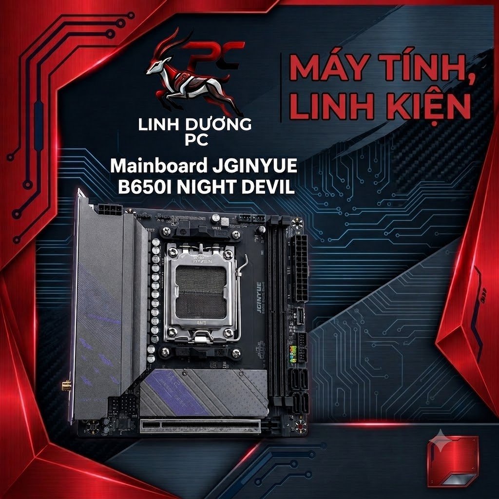 Mainboard JGINYUE B650I Night Devil DDR5 AM5 Bảo Hành 36 Tháng