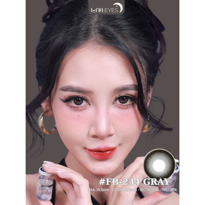 [SALE] Lens mắt FB-234 Gray màu xám viền nâu tự nhiên, size lớn - thương hiệu LUNA EYES