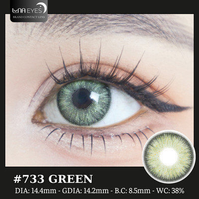 [6 tháng] Lens mắt 733 Green màu xanh tây vân đá mắt mèo nổi bật, size lớn - thương hiệu LUNA EYES