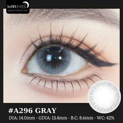 [6 tháng] Lens mắt A296 Gray màu xám vân tia, không viền, size nhỏ - thương hiệu LUNA EYES
