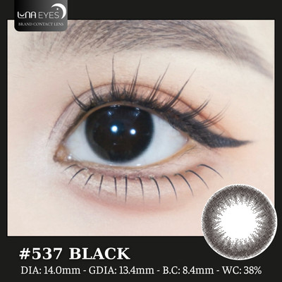 [6 tháng] Lens mắt 537 Black màu đen omber không giãn tự nhiên, size nhỏ, thương hiệu LUNA EYES