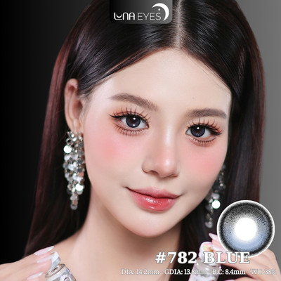 [6 tháng] Lens mắt 782 Blue màu xanh filter có viền tự nhiên, size vừa - thương hiệu LUNA EYES