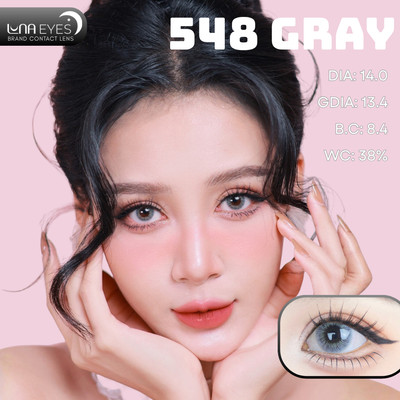 [6 tháng] Lens mắt 548 Gray màu xám vân tia ánh vàng không viền tự nhiên, size nhỏ - LUNA EYES brand