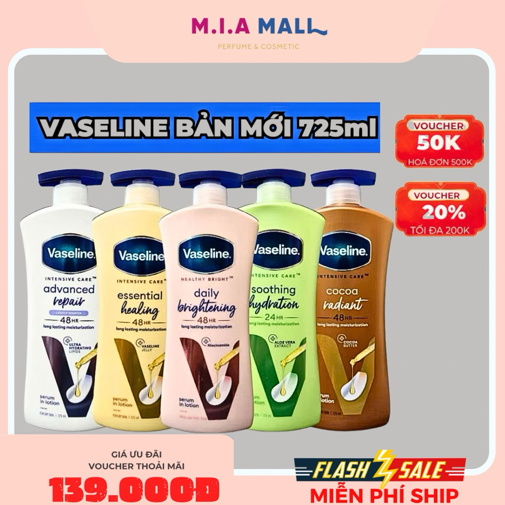 [Vasseline 725ml Mẫu Mới] Sữa dưỡng thể trắng da toàn thân Vaseline Healthy Bright Daily Brightening