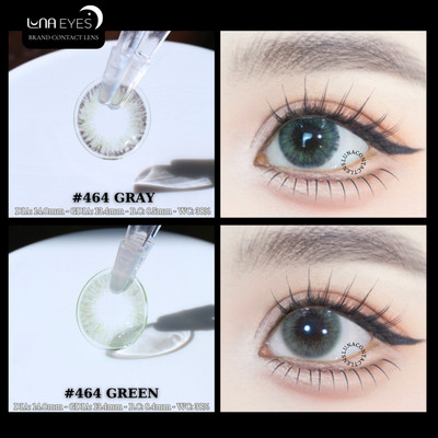 [6 tháng] Lens mắt 464 Gray màu xám rêu vân đá, viền đen, size nhỏ - thương hiệu LUNA EYES