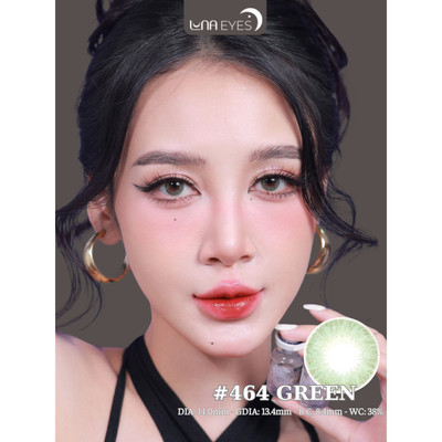 [6 tháng] Lens mắt 464 Green màu xanh tia vân đá không viền nổi bật, size nhỏ - thương hiệu LUNA EYES