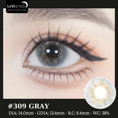 [SALE] Lens mắt 309 Gray màu xám vân nhũ nổi bật, size nhỏ - thương hiệu LUNA EYES