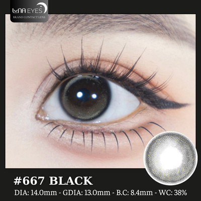 [SALE] Lens mắt 667 Black màu đen light sáng nổi bật, size nhỏ, thương hiệu LUNA EYES