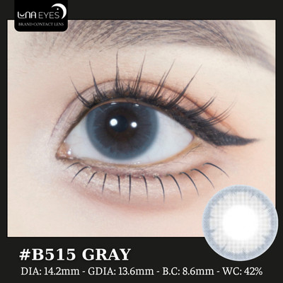 [SALE] Lens mắt B515 Gray màu xám xanh trong trẻo tự nhiên, size nhỏ - thương hiệu LUNA EYES