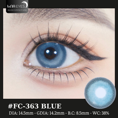 [SALE] Lens mắt FC-363 BLUE màu xanh filter viền nhám nổi bật, size lớn - thương hiệu LUNA EYES
