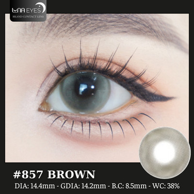 [6 tháng] Lens mắt 857 Brown màu nâu filter đối xứng bo viền long lanh, size lớn, thương hiệu LUNA EYES