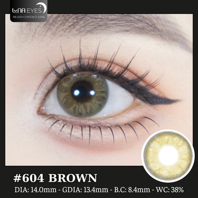 [SALE] Lens mắt 604 Brown màu nâu vân tia mắt mèo viền nhạt nổi bật, size nhỏ - LUNA EYES brand