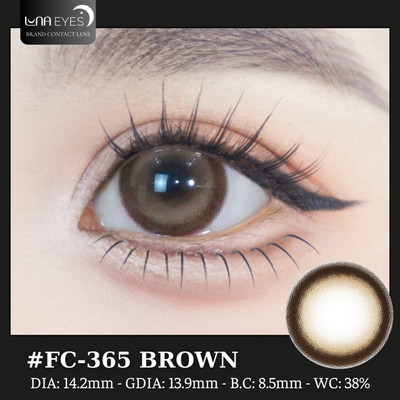 [6 tháng] Lens mắt FC-365 Brown màu nâu hồng tự nhiên, viền to, size lớn - brand LUNA EYES