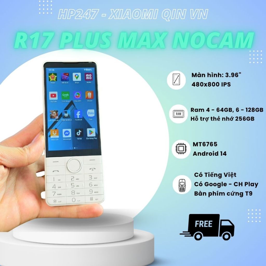 R17 Plus Max Nocam 128GB - Điện thoại Android 14 không camera, màn cảm ứng mượt, hỗ trợ Google, CH P