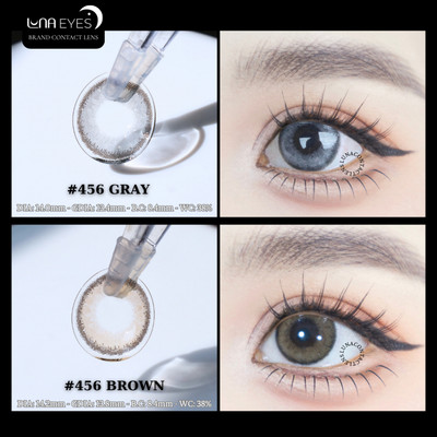 [6 tháng] Lens mắt 456 Gray màu xám xanh, viền đen, size vừa - thương hiệu LUNA EYES