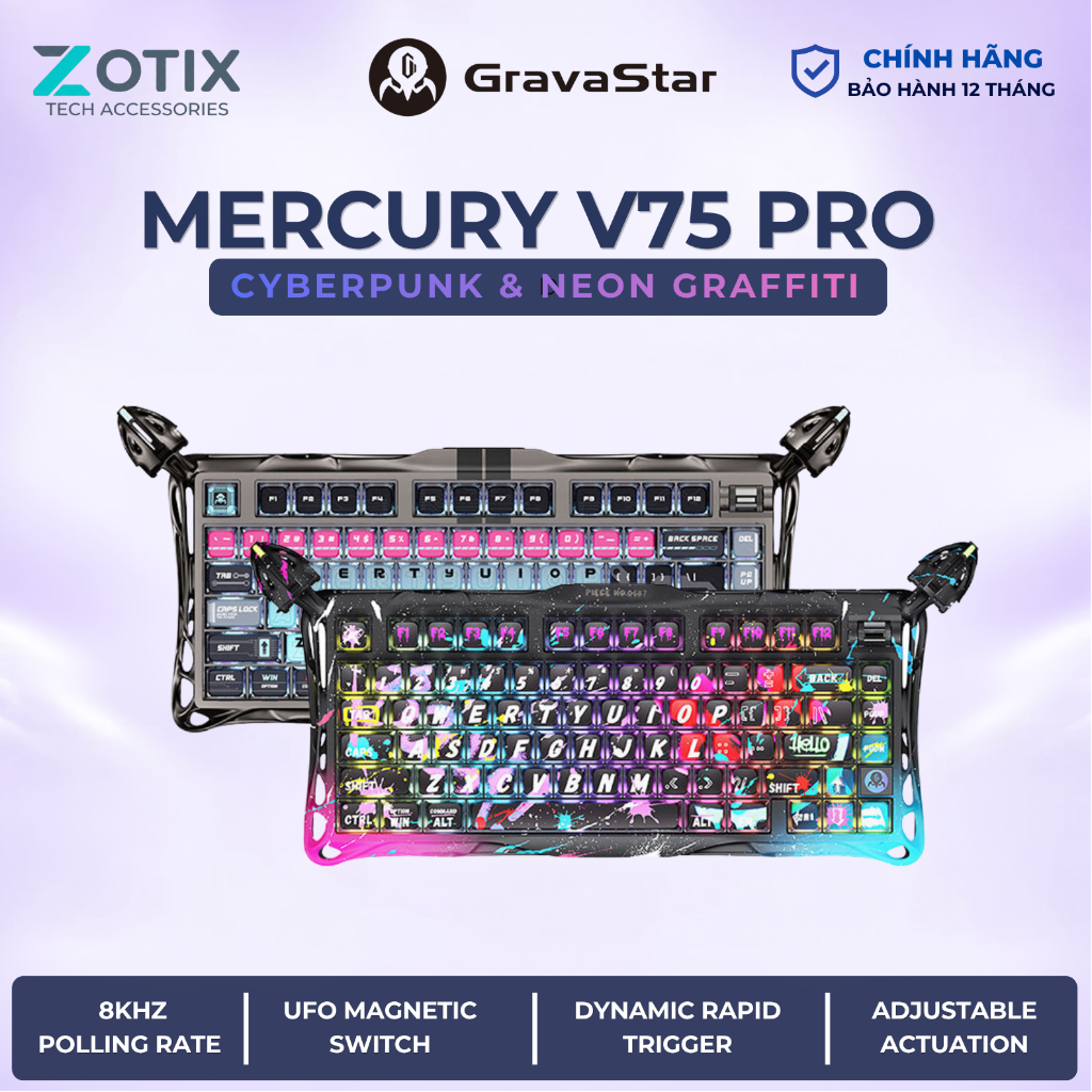 Bàn phím cơ Gravastar Mercury V75 Pro Rapid Trigger 8000hz