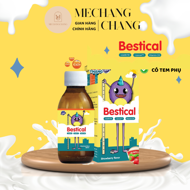 [CHÍNH HÃNG - DATE 2028] Canxi sinh học dạng nước Bestical bổ sung Canxi và vitamin d3k2 vị dâu chai