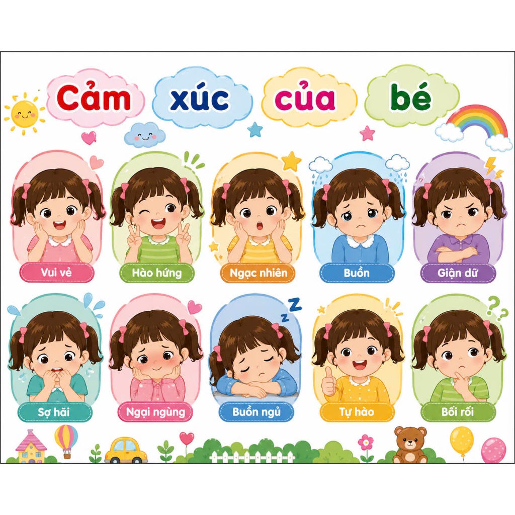Decal Góc Cảm Xúc Của Bé Mầm Non | Trang Trí Lớp Học Biểu Cảm Cảm Xúc Dán Tường