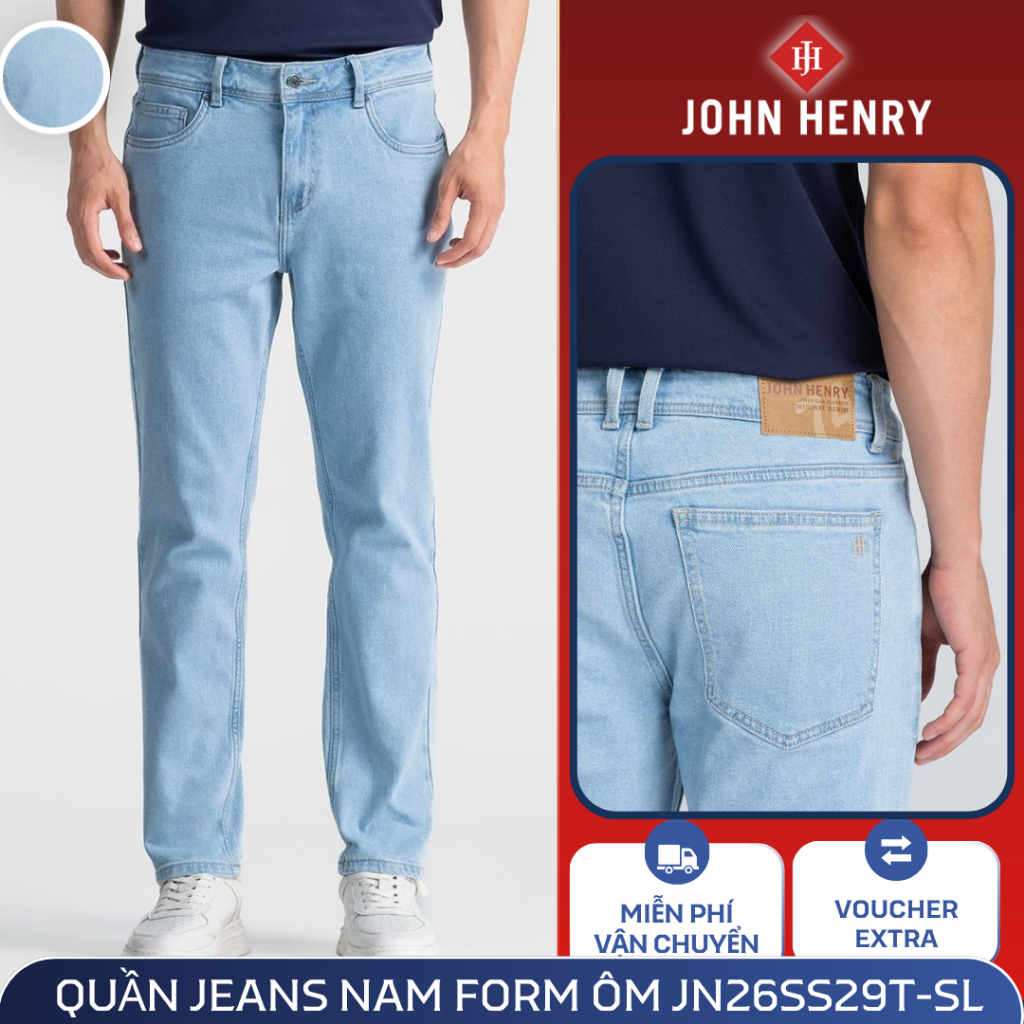 Quần Jean Dài Nam Form Ôm Slimfit JOHN HENRY JN26SS29T-SL - Cotton Spandex Vải mềm Thoải Mái Co Giãn