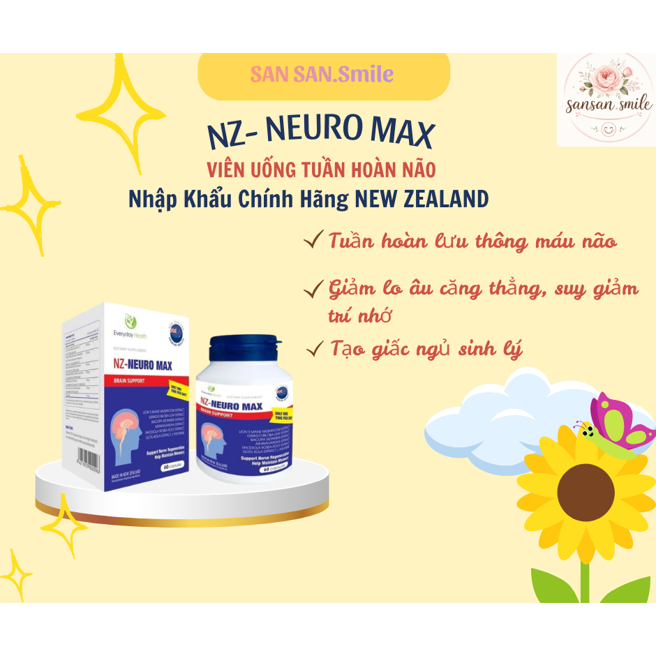Viên uống bổ não nhập khẩu NZ-NEURO MAX từ EverydayHealth(NewZealand) tăng cường tuần hoàn não cải t