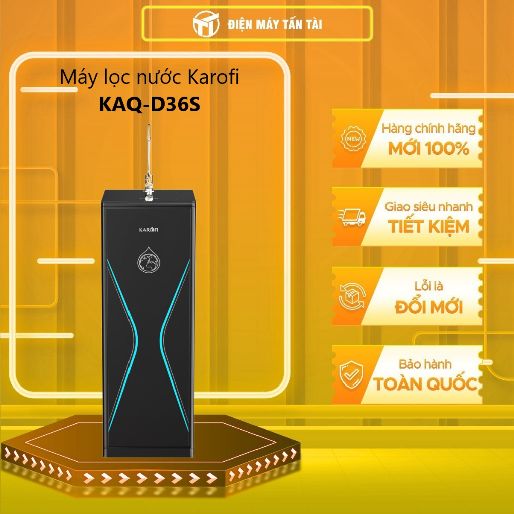 Máy lọc nước Karofi KAQ-D36S - Đứng độc lập, dung lượng 20 lít/giờ, màng RO 100 GPD Purifim Mỹ