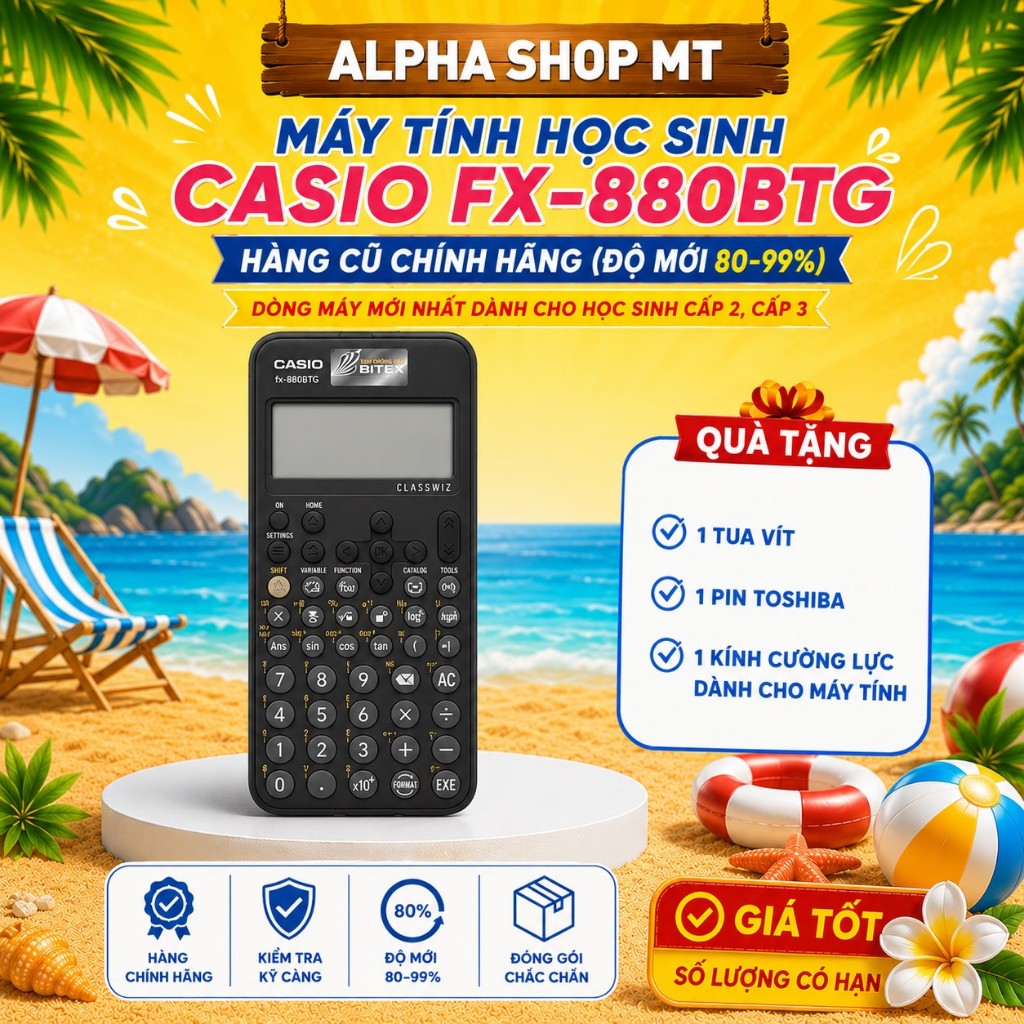 Máy Tính Casio fx-880BTG Cũ Chính Hãng Màu Đen 80-99% | Được Mang Vào Phòng Thi
