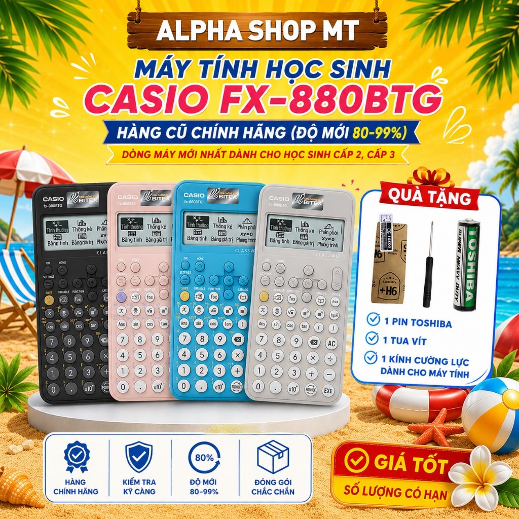 Máy Tính Casio fx-880BTG Cũ Chính Hãng 80-99% | Được Mang Vào Phòng Thi | Đã Qua Sử Dụng