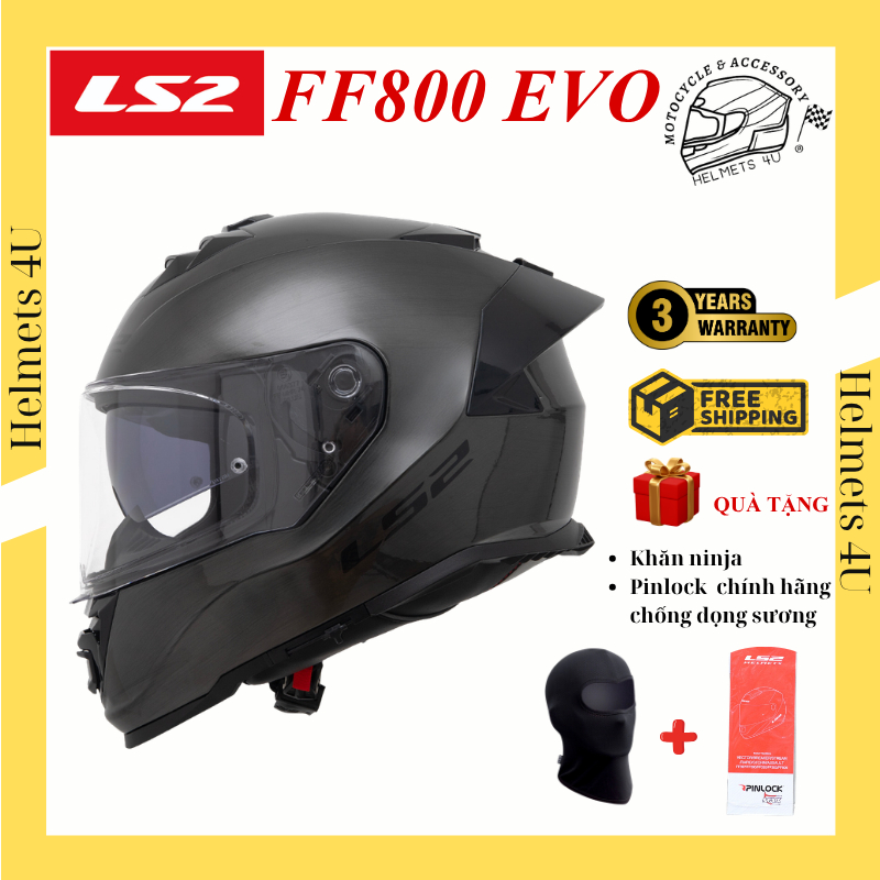 Mũ fullface LS2 FF800 EVO Storm II Asian fit tặng Pinlock chính hãng màu xám xước - Helmets 4U