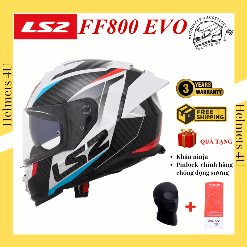 Mũ fullface LS2 FF800 EVO Storm II Asian fit tặng Pinlock chính hãng màu Racer - Helmets 4U