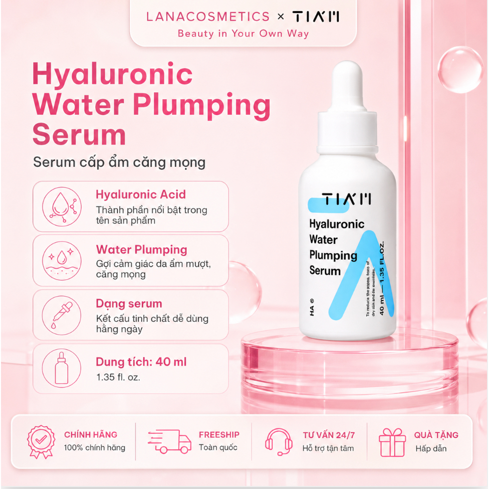 Tinh chất truyền HA cấp nước Tiam Hyaluronic Water Plumping Serum HA 6 - 40ml