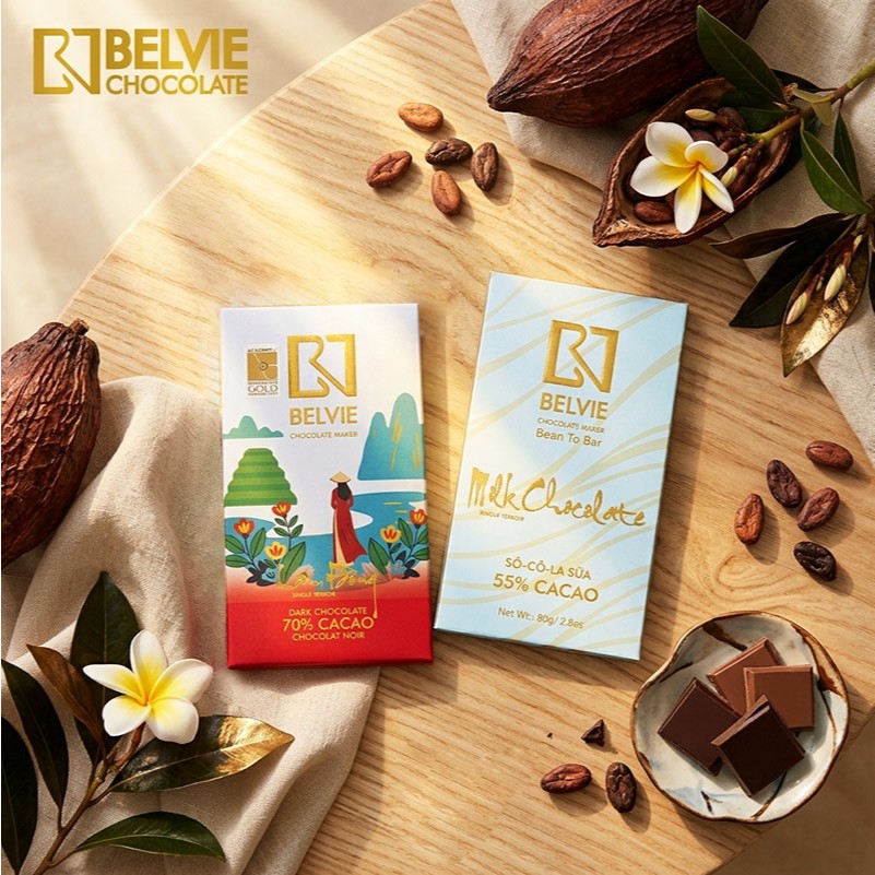 Bộ 2 thanh socola sữa và socola đen 70% cacao