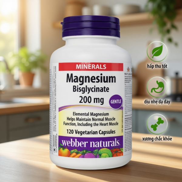 Webber Naturals Magnesium Bisglycinate 200mg 120 Viên