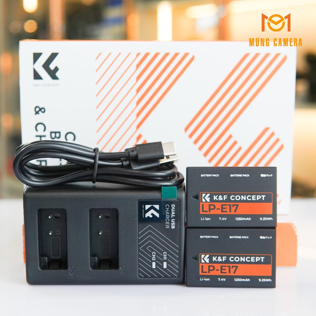 Bộ sạc pin K&F Concept LP-E17 Tương thích với máy ảnh Canon:R50,R8,R1,R10,EOS 200D,750D,760D,M5,850D