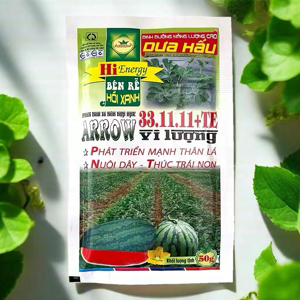[5 gói] ARROW Dưa Hấu 33-11-11+TE Hoặc Rau Ăn lá 33-11-11 (50gram) Bật chồi, Vọt đọt
