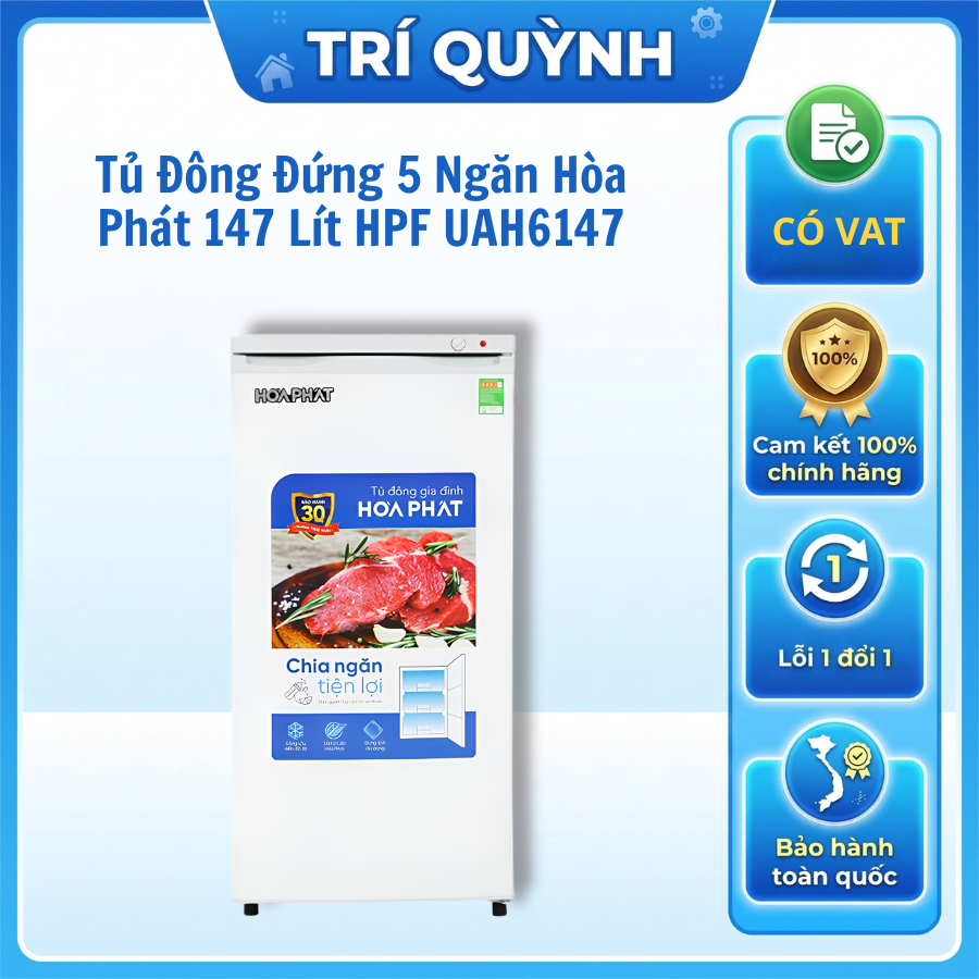 Tủ Đông Đứng Hòa Phát 147 Lít HPF UAH6147 Năm Ngăn Tiết Kiệm Điện Bảo Hành 24 Tháng Toàn Quốc