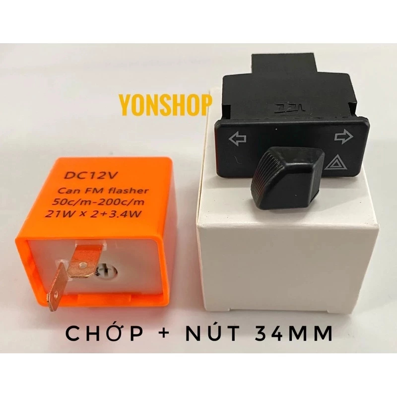 Combo Nút Xi Nhan Hazard + Cục Chớp Xi Nhan Điện Tử Điều Chỉnh Tốc Độ Nháy