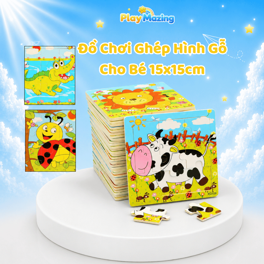 Tranh gỗ ghép hình 9 mảnh cho bé PlayMayzing với Rèn luyện tư duy logic (PM25)