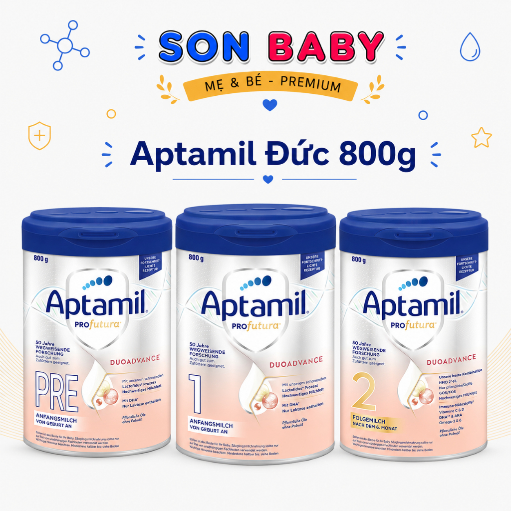 SỮA BỘT APTAMIL PROFUTURA DUOADVANCE ĐỨC 800G | SỐ 1,2,3 | HMO, DHA, GOS/FOS | SON BABY