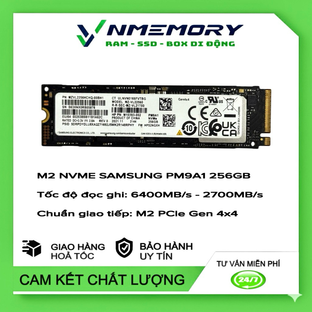 Ổ cứng SSD Samsung PM9A1  M2 NVMe PCI-e 256GB Gen 4x4 sức khỏe 9x%(crystal disk)