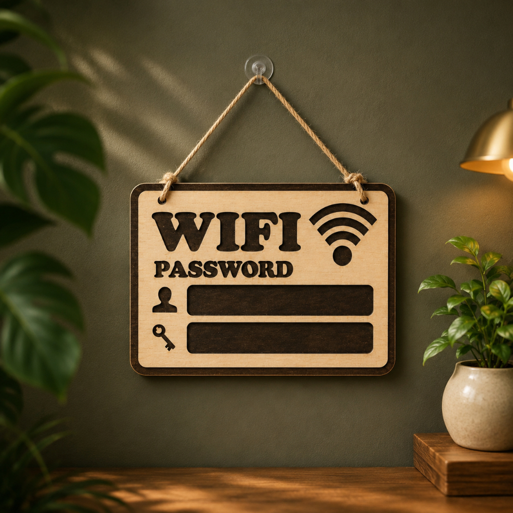 Bảng Gỗ WIFI Trang Trí Decor Mẫu Wifi - Password, Biển gỗ wifi decor cà phê, nhà hàng