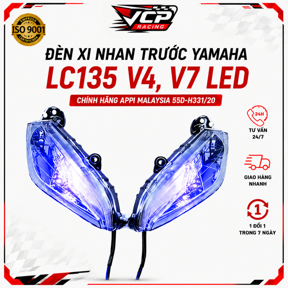Đèn xi nhan LC135 | Cặp xi nhan trước LC135 V4 V7 LED chính hãng APPi Malaysia (Chóa Khói/Cam/Trắng)
