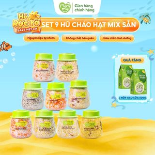 Combo 9 hũ hạt ăn dặm cho bé mix sẵn Mămmy nấu cháo bổ sung chất dinh dưỡng cho bé ăn dặm 6 tháng