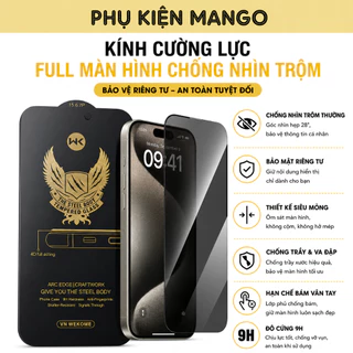 Kính Cường Lực Dành Cho Iphone Không Viền Đen, Chống Nhìn Trộm 360 Độ - Chống Trầy, Hạn Chế Vân Tay