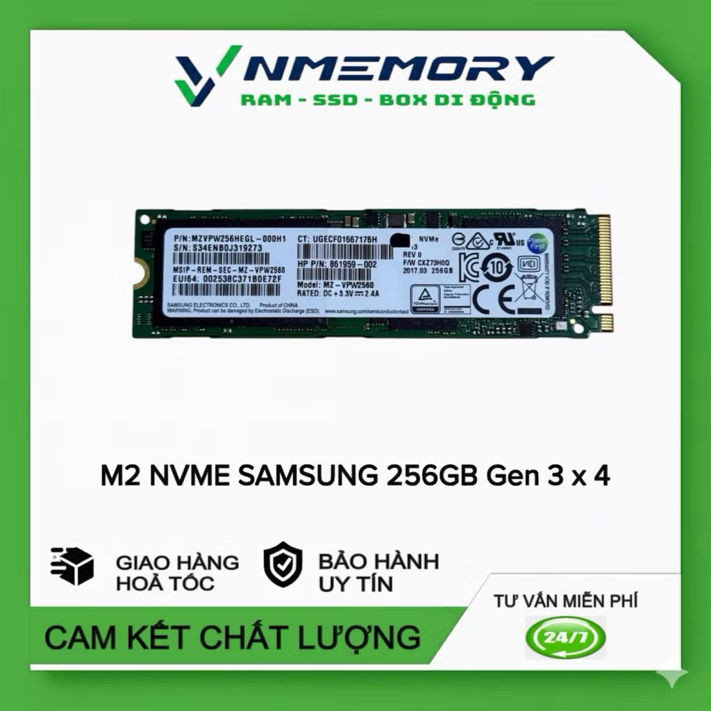 Ổ cứng SSD M2 NVMe PCI-e  SamSung 256GB gen 3x4