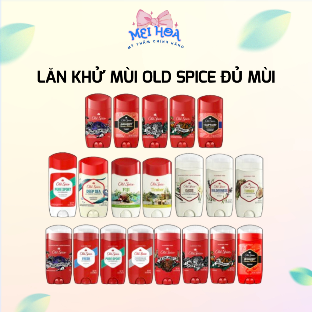 Lăn Khử Mùi Cơ Thể Old Spice Nam Nữ Pure Sport Captain Swagger Timber Wilderness Fiji 85G Meihoa