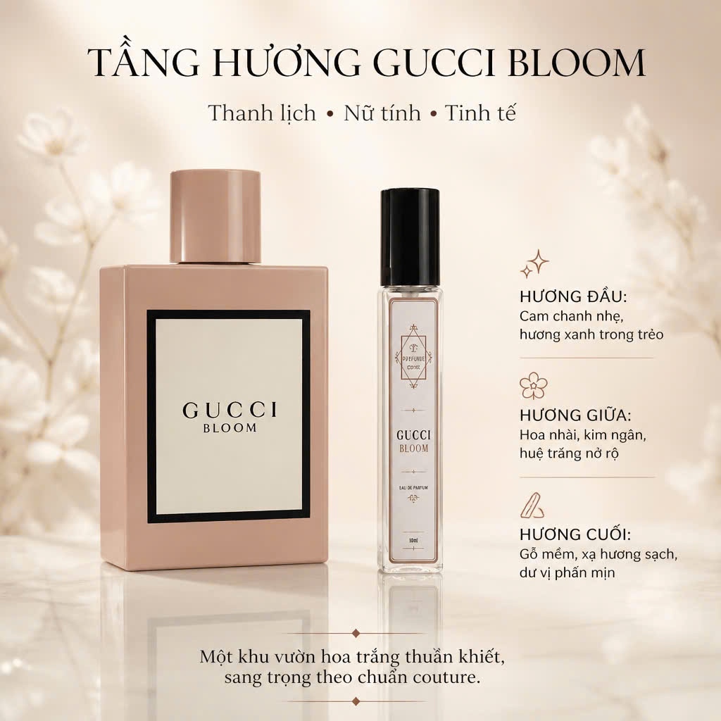 Chai Chiết Gucci Bloom 10ml – Hương Thơm Hoa Cỏ Thanh Lịch Cho Nữ