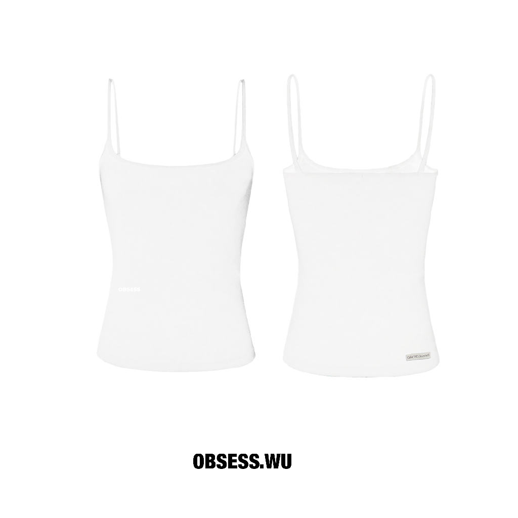 Obsess|Áo hai dây mảnh thun trắng thêu tag logo chất liệu thun co giãn OBSESS OBSESS.WU