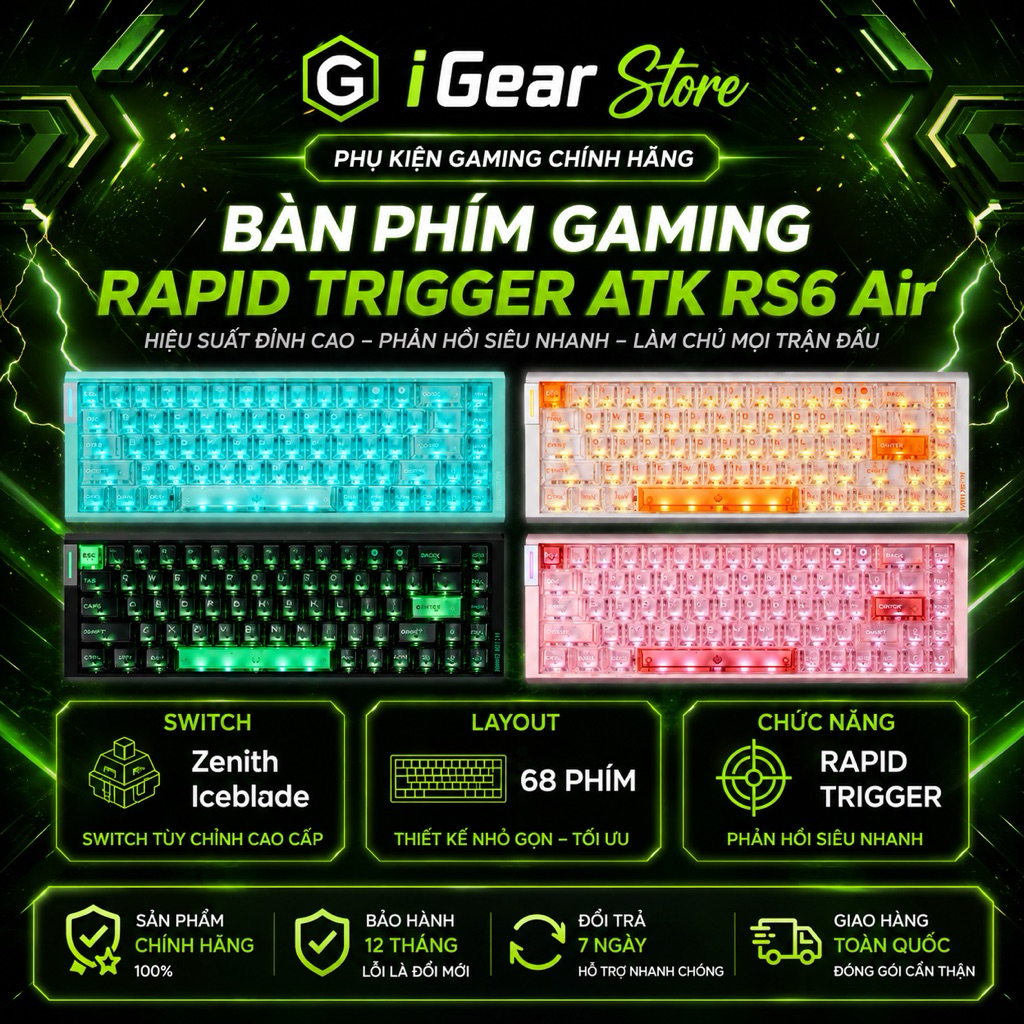 Bàn Phím Rapid Trigger ATK RS6 Air - Chính hãng 100% - BH 12 Tháng