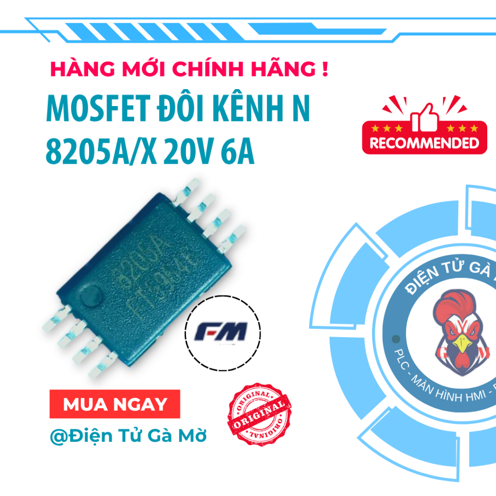 [10 CON] IC Mosfet Đôi Kênh N Dán, 8205A/X 8205A 8205 20V 6A TSSOP-8, Hàng Mới Chính Hãng